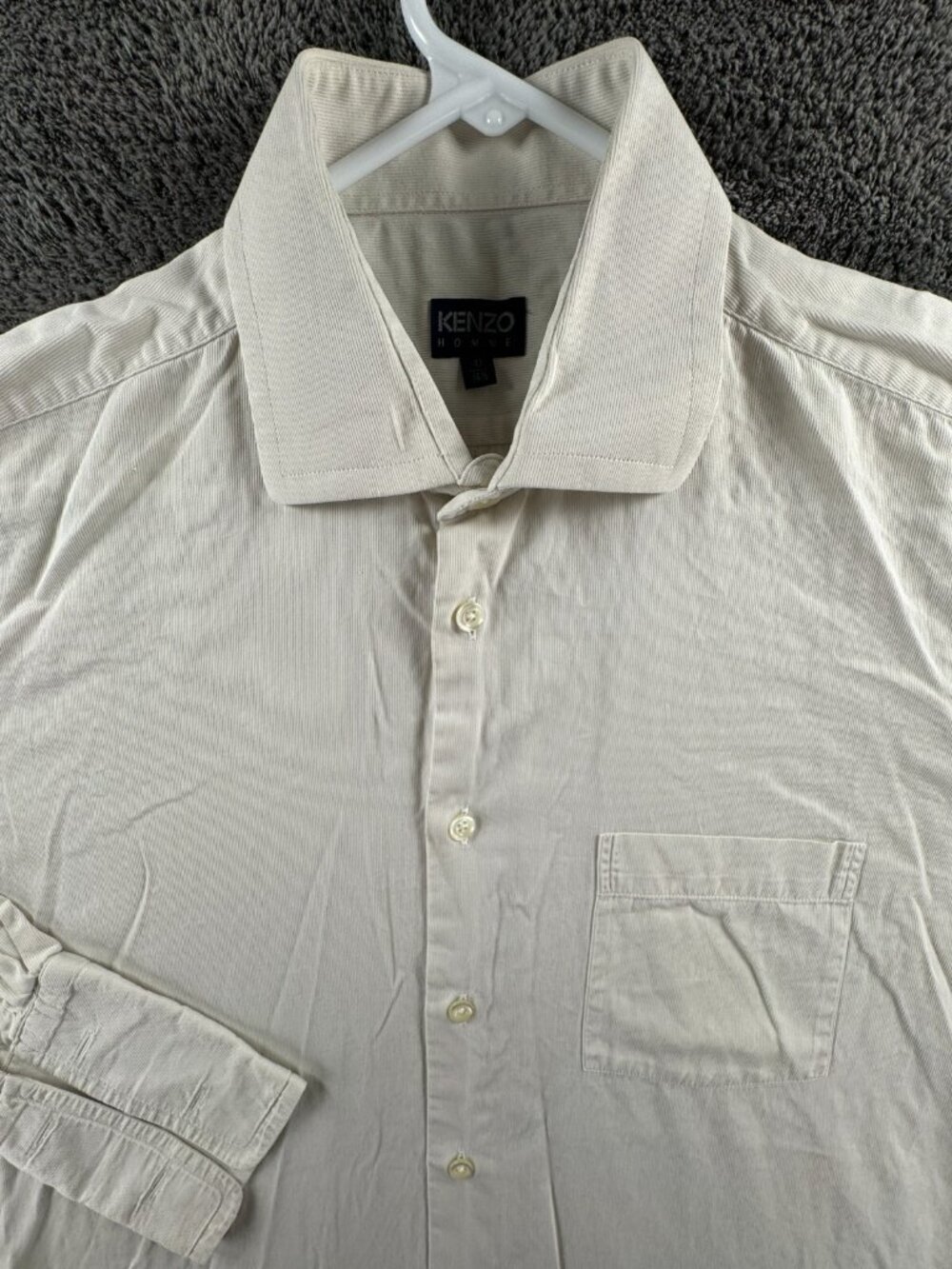 Kenzo Button Up Shirt Long Sleeve White 16.5 (42) Adult Cotton Woven French Cuff